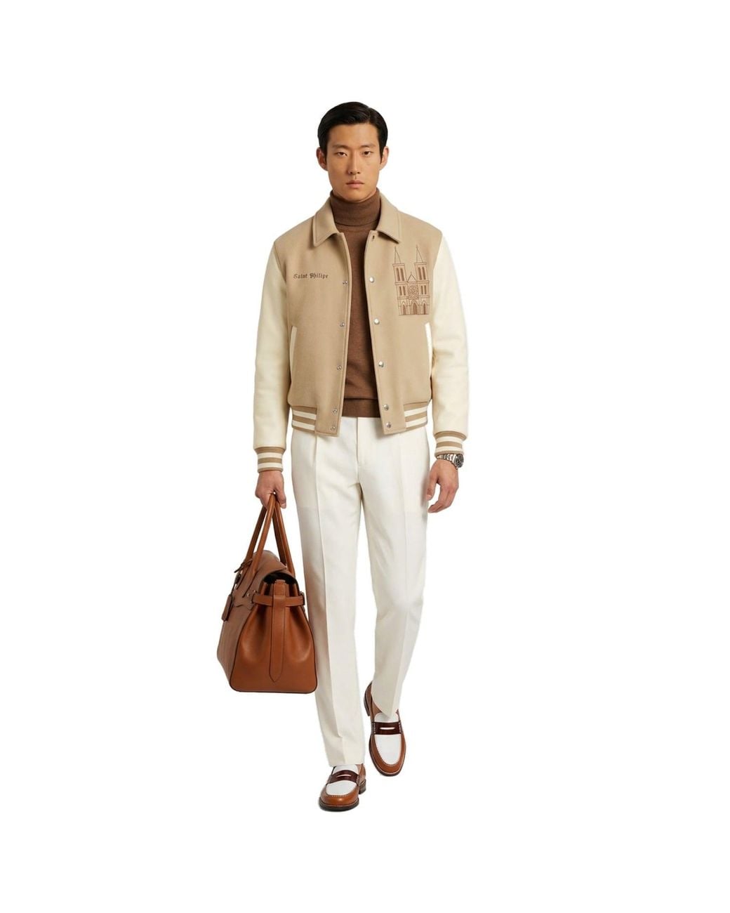 Freak Vault Natural Neutrals Saint Philippe Cathedral Varsity Jacket for men