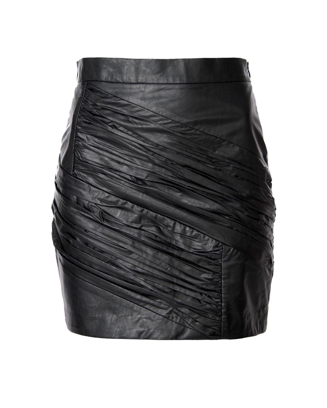 AGGI by HALEWSKI Black Jolie Cynical Creased Vegan Leather Mini Skirt