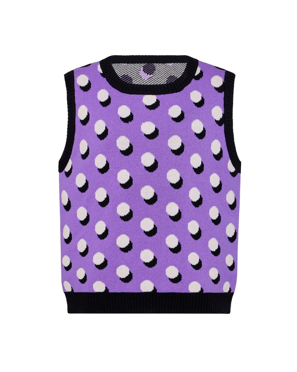 INGMARSON Purple Oversized Polka Dot Vest for men