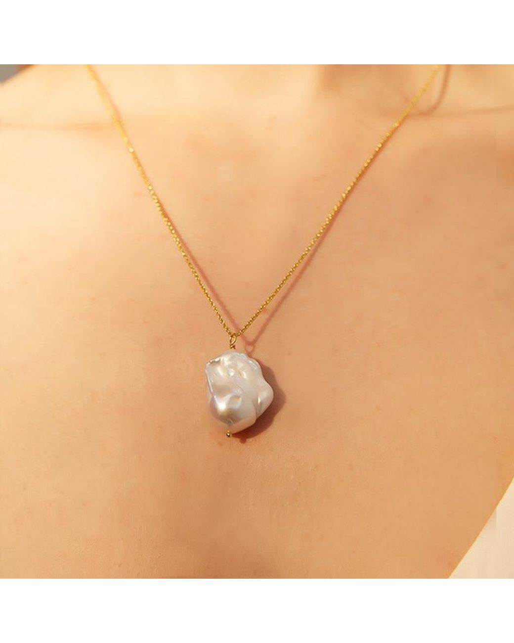 Aurozia Orange Pearl Wing Big Baroque Pearl Pendant Necklace
