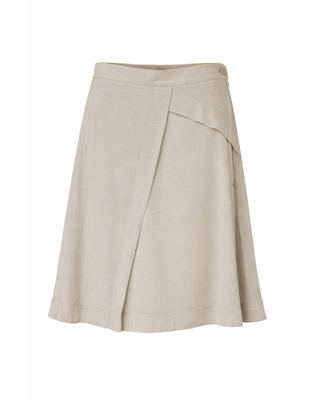 Conquista Natural Neutrals Wrap-Effect Midi Skirt – Effortless Elegance & Modern Minimalism