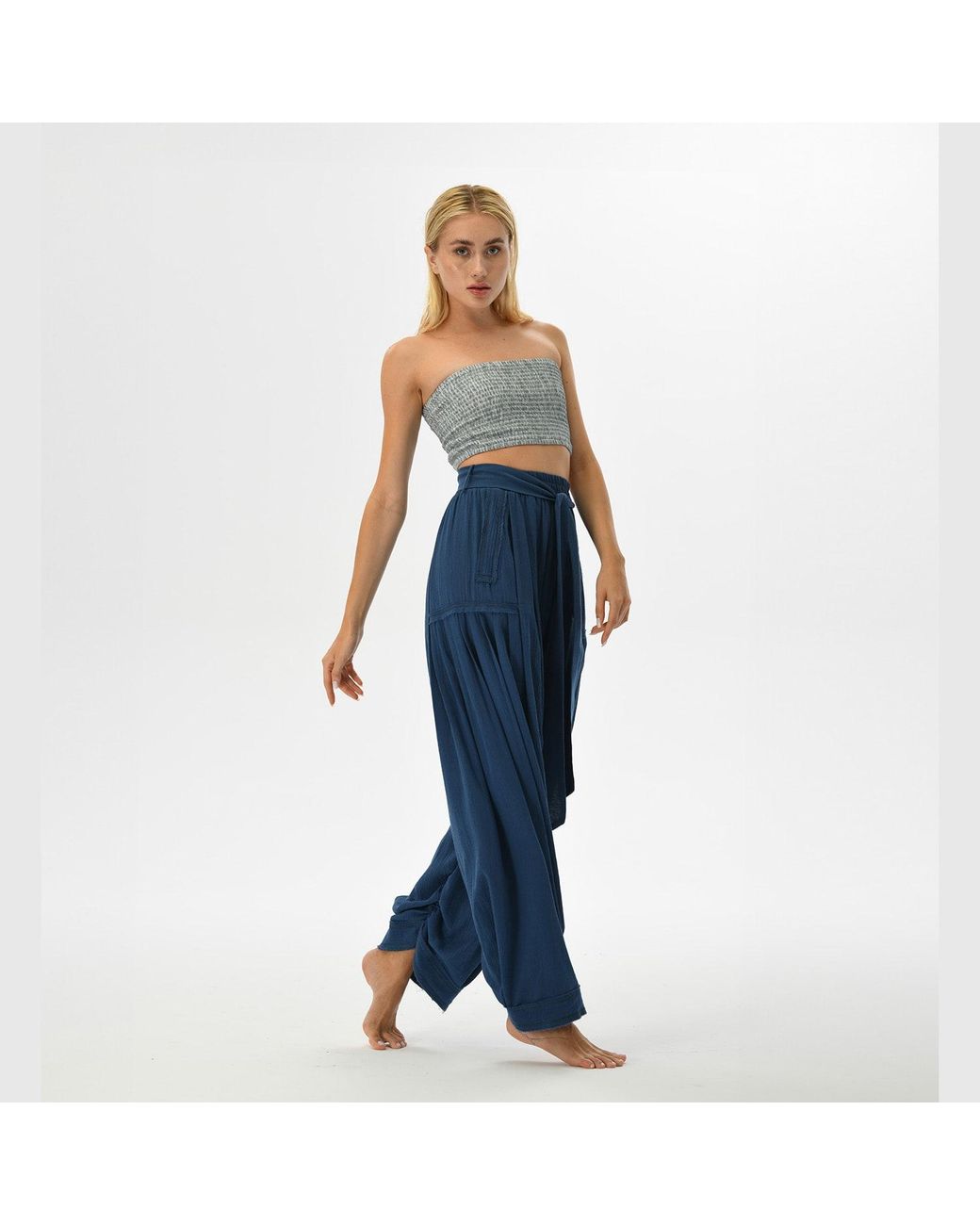 Zhenabia Blue Boho Harem Pants