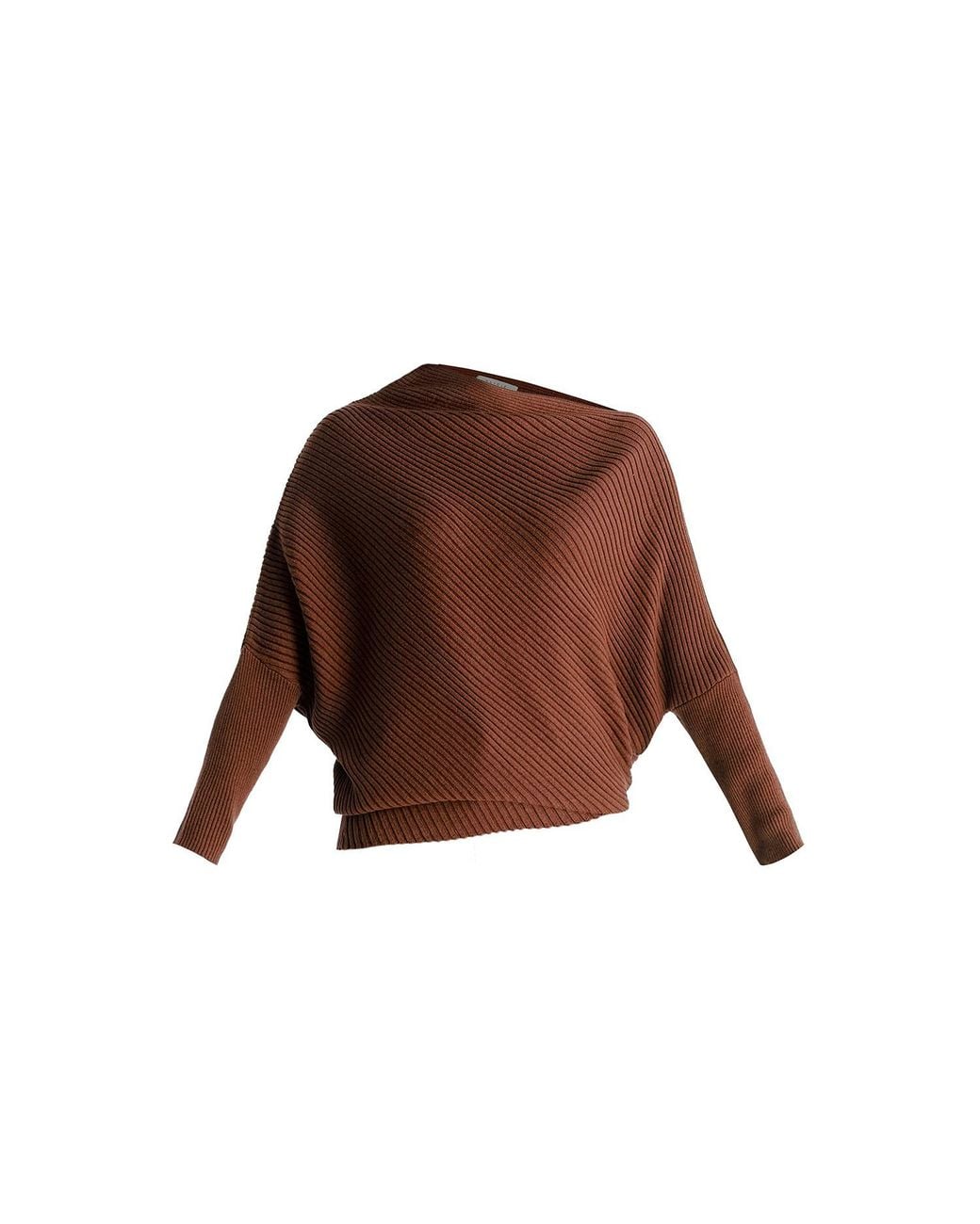 Paisie Brown Draped Knitted Jumper