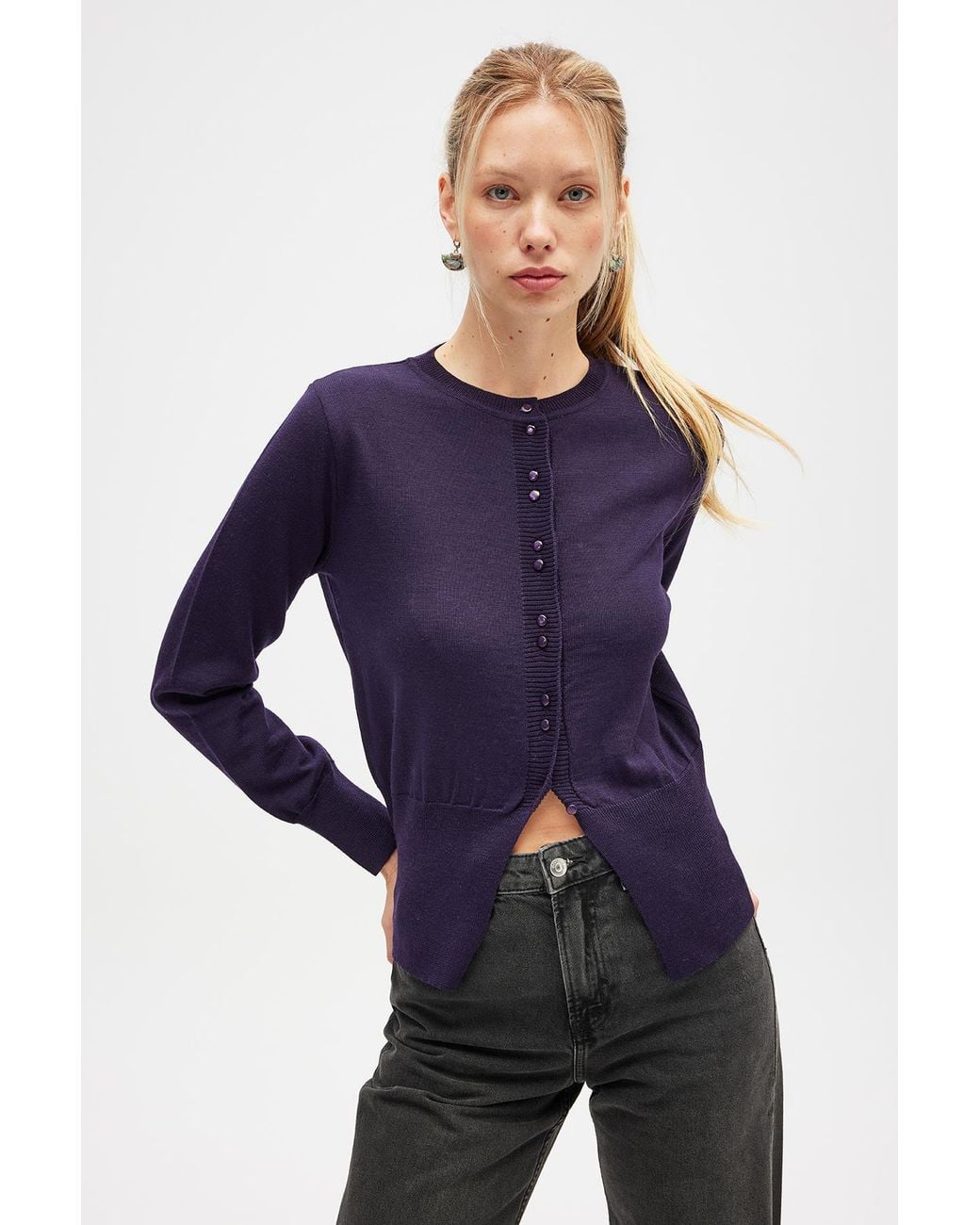 Peraluna Blue Ripley Steel Knit Cardigan