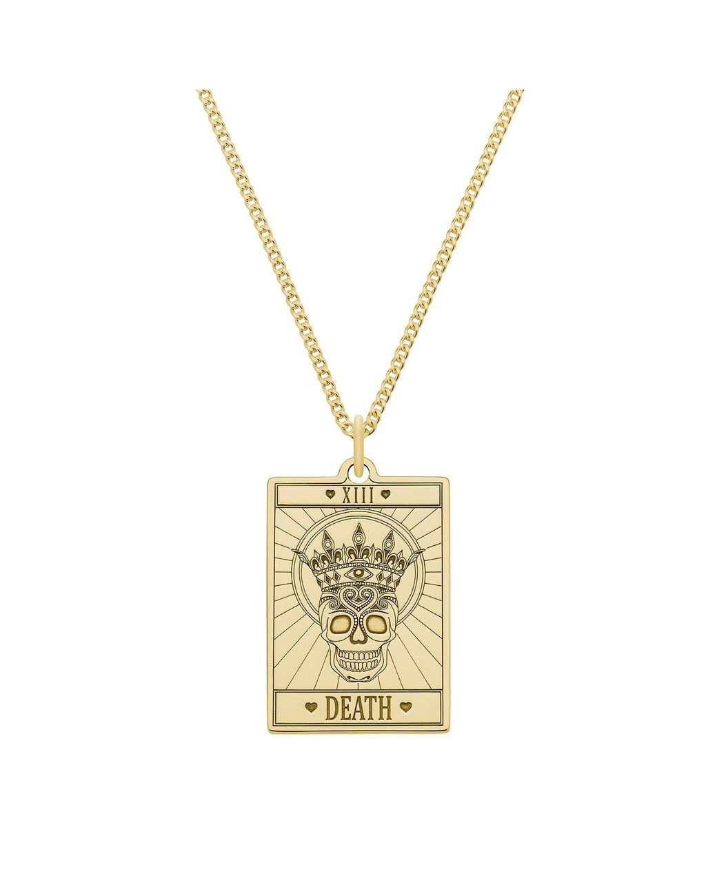 CarterGore Metallic Small 9ct 375 Gold "death" Tarot Card Necklace