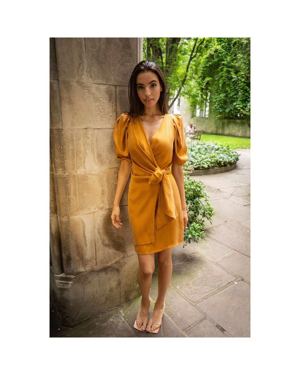 Femponiq Brown Draped Vegan-cupro Wrap Dress
