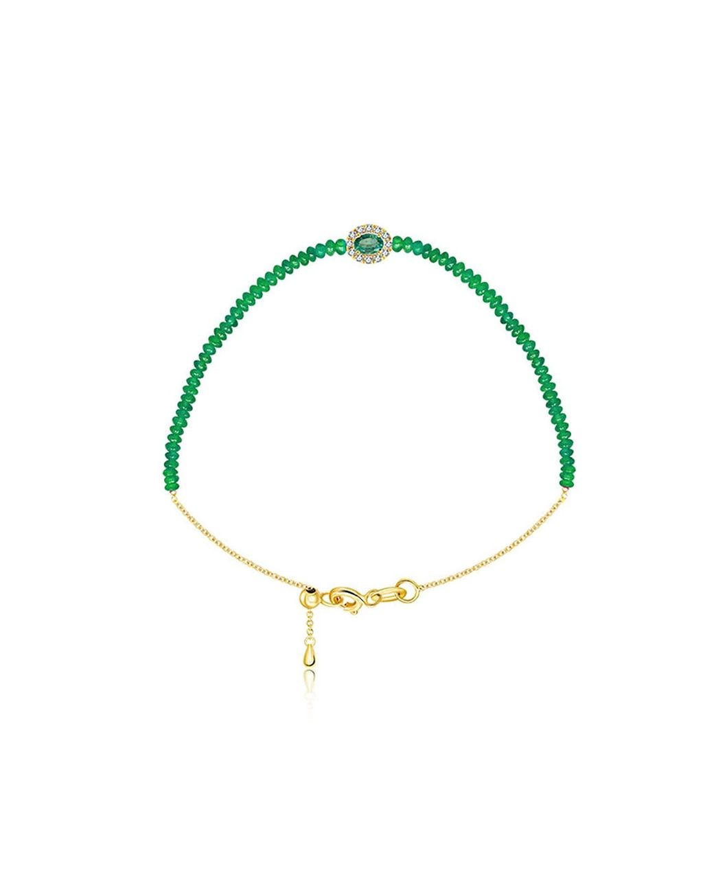 Genevieve Collection Blue 18K Emerlad Bead Bracelet