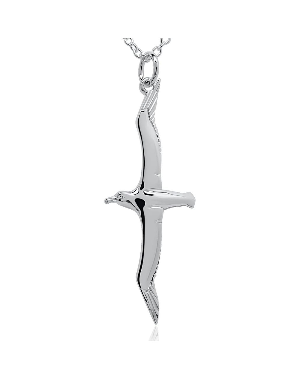 Adrian Ashley Metallic Albatross Necklace. Highly Polished, Tarnish Resistant On A Solid Chain