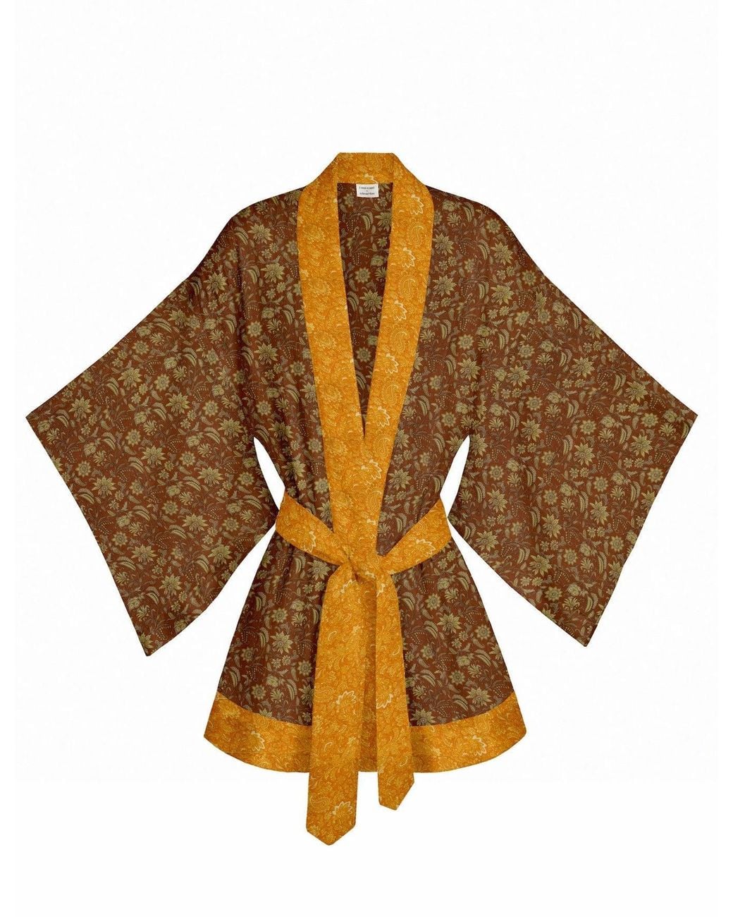 Artemis Muse Brown One Of A Kind Recyled Sari Kimono Unique Seventy One