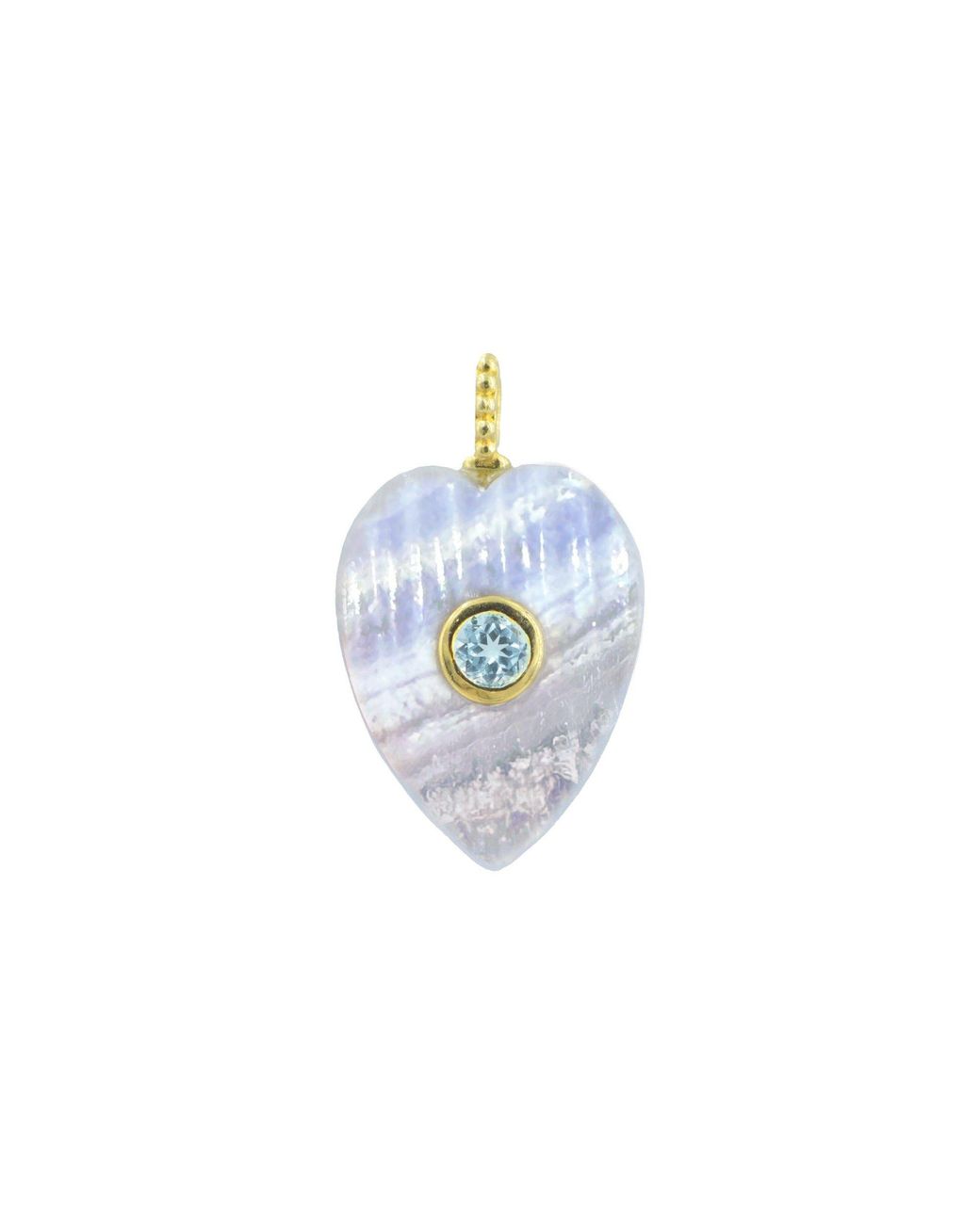 KAMARIA Blue Lace Agate Gemstone Pendant With Topaz