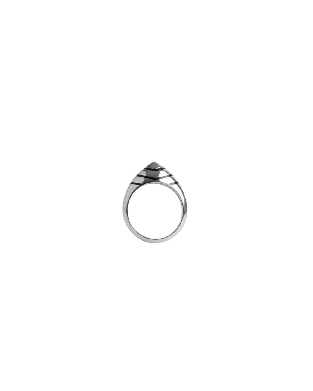 Gutta Design Metallic Dome Ring Rhodium Plated