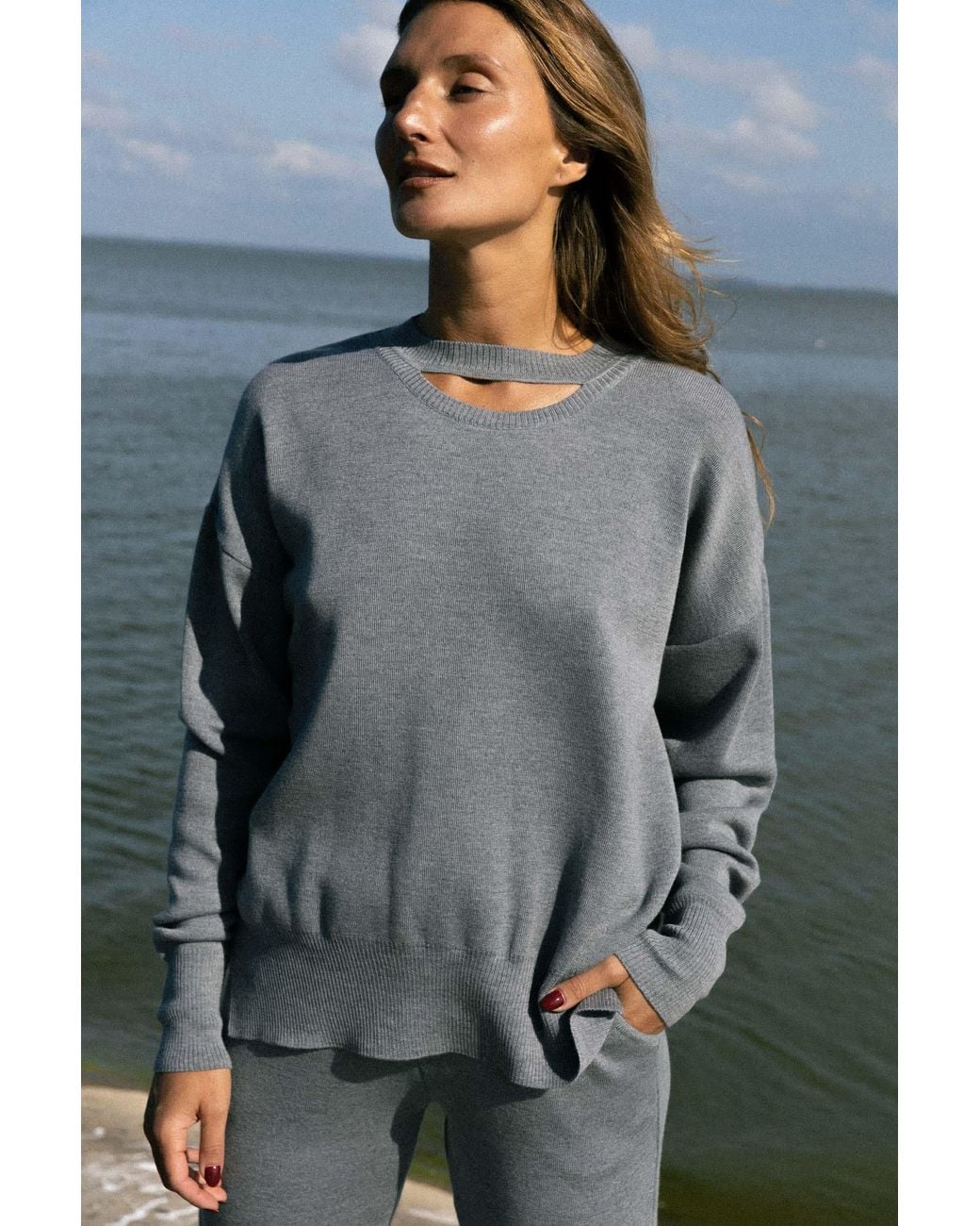 SALANIDA Gray Rotondo Merino Wool Jumper Light
