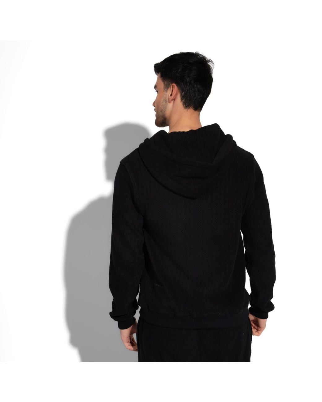 Maison Tangerine Black Knit Set Premium Cotton Zip-Up Hoodie & Joggers Tracksuit Set For
