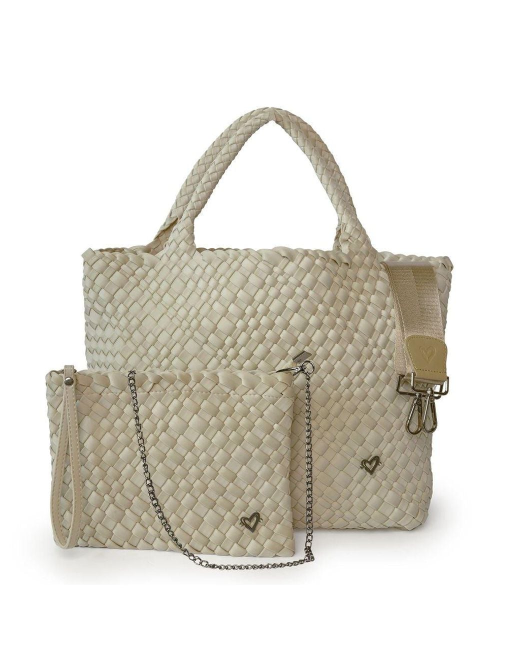 Prenelove Metallic Neutrals London Large Woven Totes