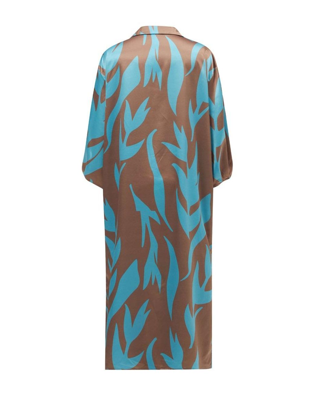 Peraluna Blue Kalinda Loose Fit Seasonal Satin Below-Knee Dress