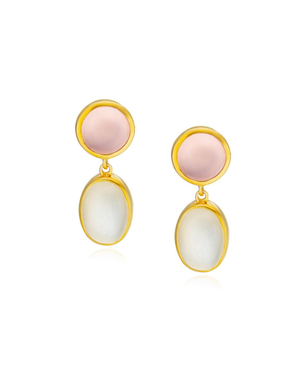 Preeti Sandhu Metallic Rose Quartz & Moonstone Earrings