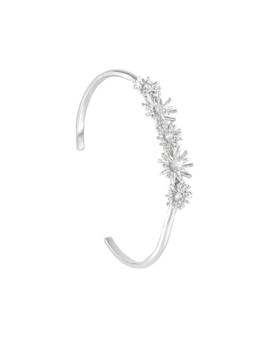 Grosse Metallic Platinum & Crystal Bangle Bracelet, Series Bouquet