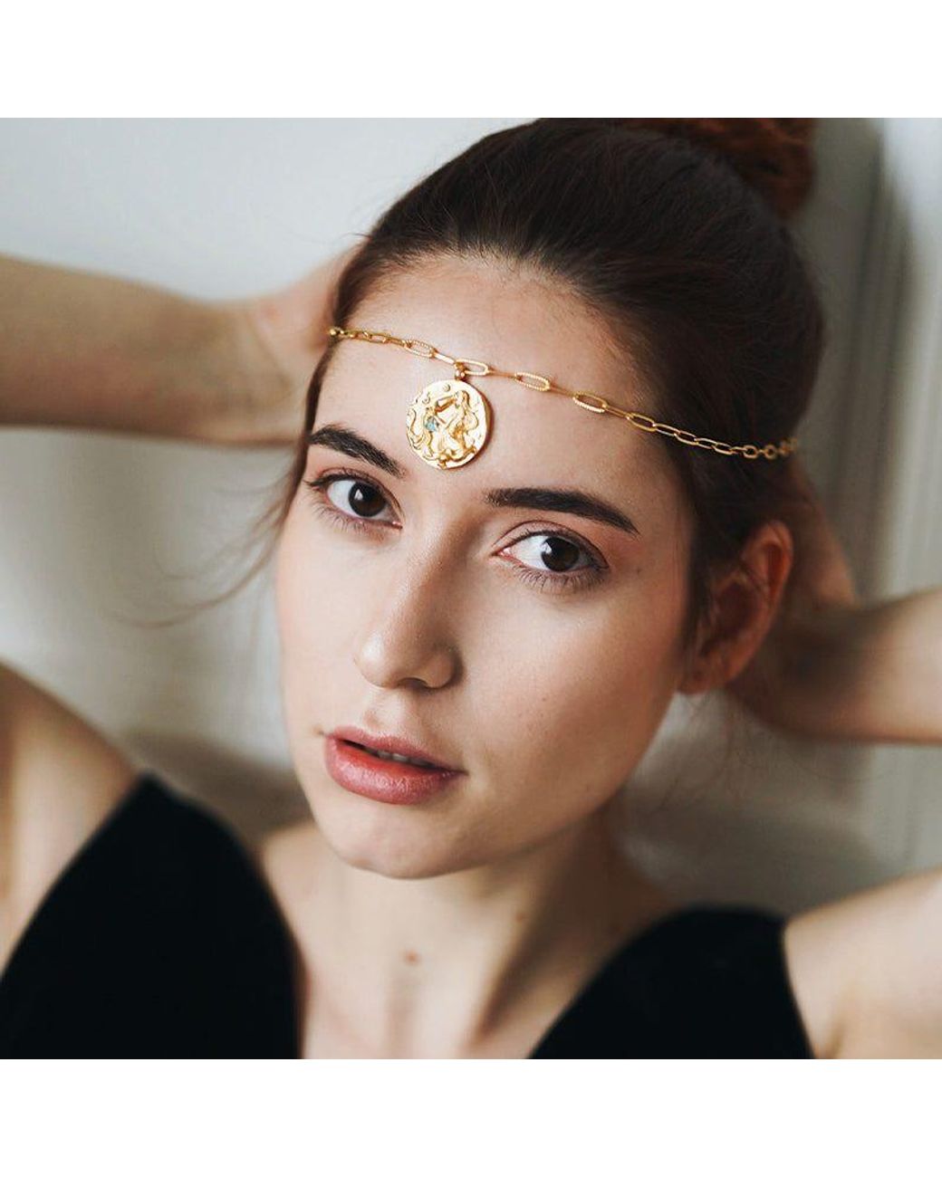 Aurozia Metallic Constellations Aquarius Double-Sided Coin Necklace