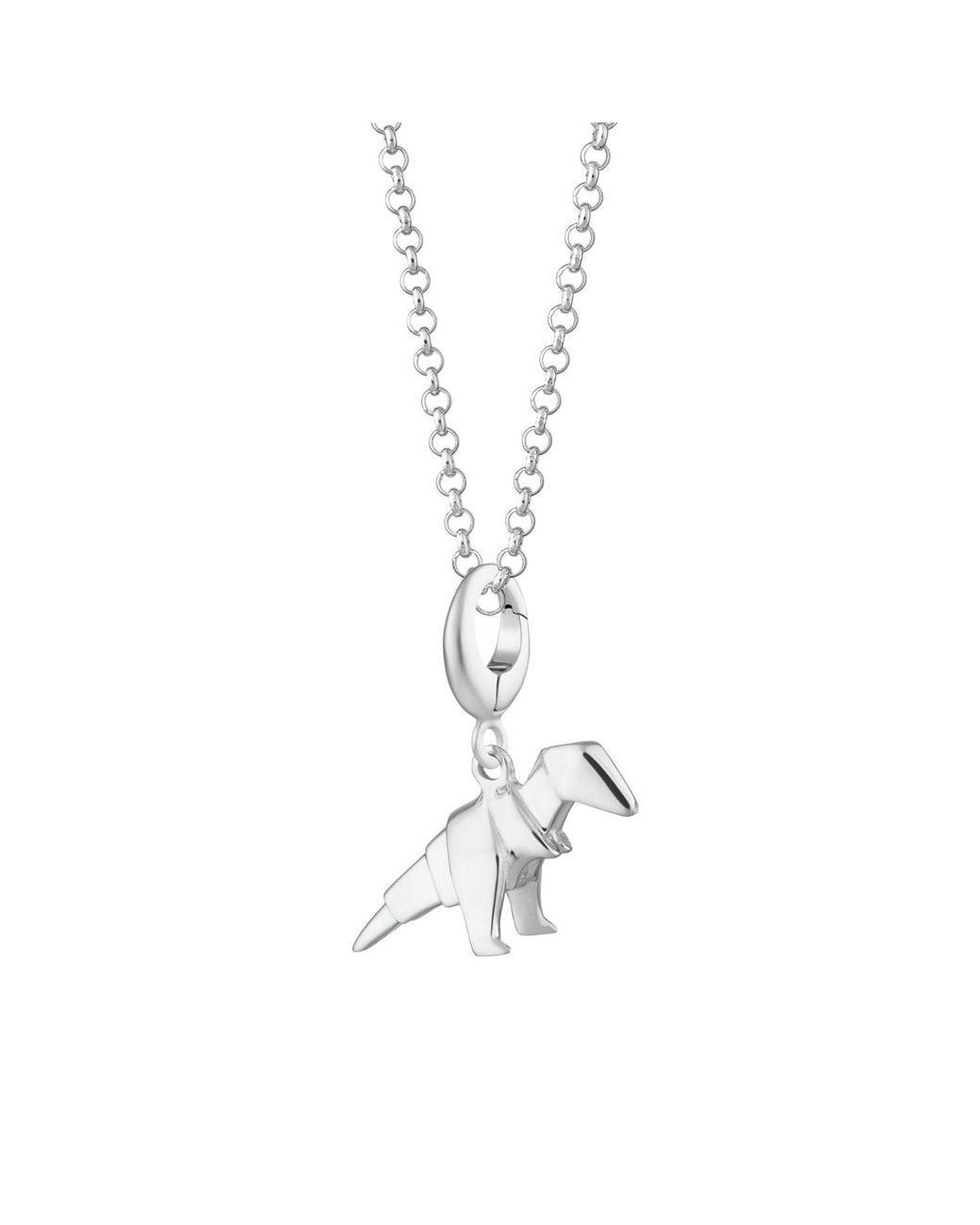 Lily Charmed Metallic Sterling Origami T-Rex Charm Necklace