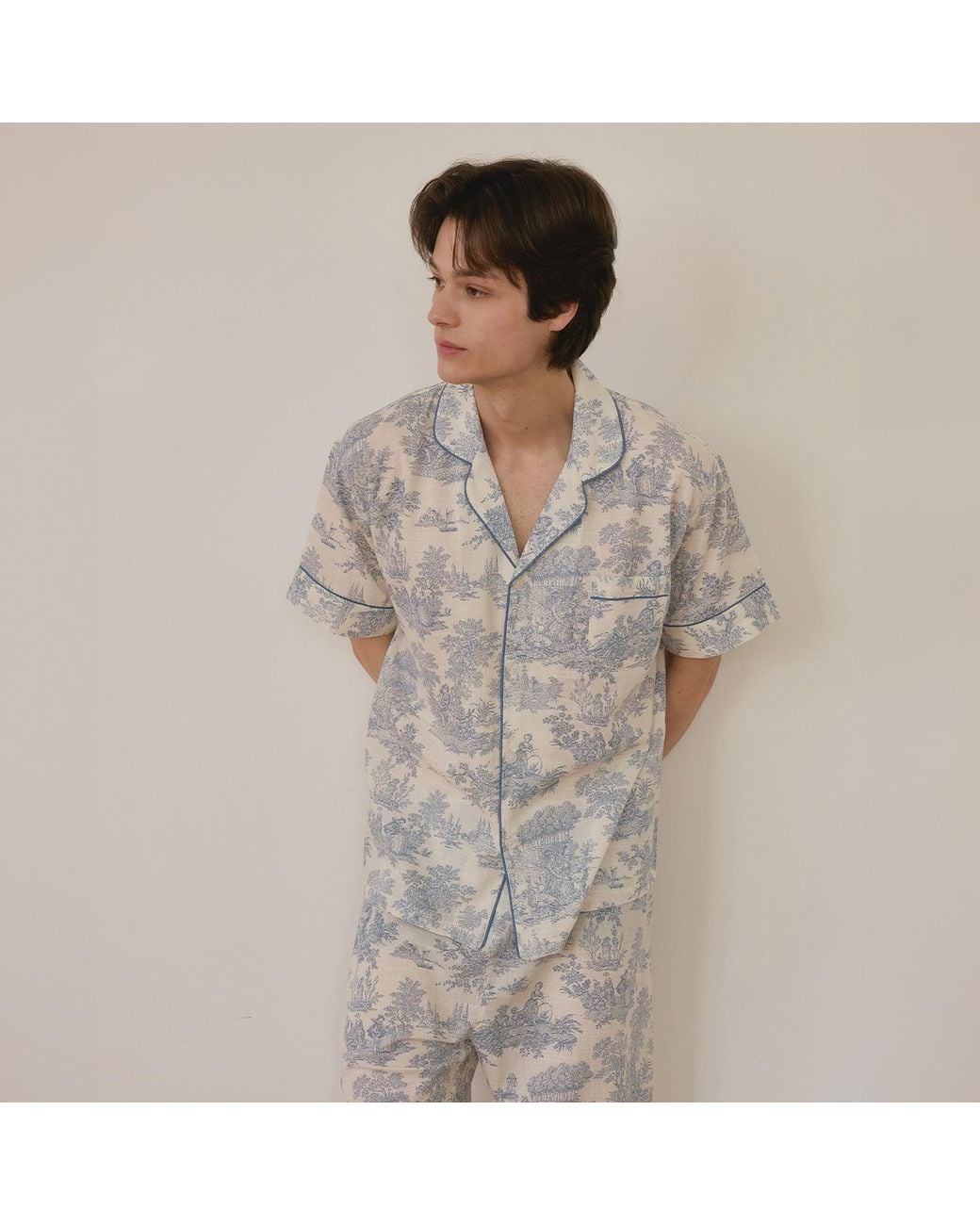 Luna Luz Gray Elise Rayon-Cotton Short Sleeve Pajama Set for men