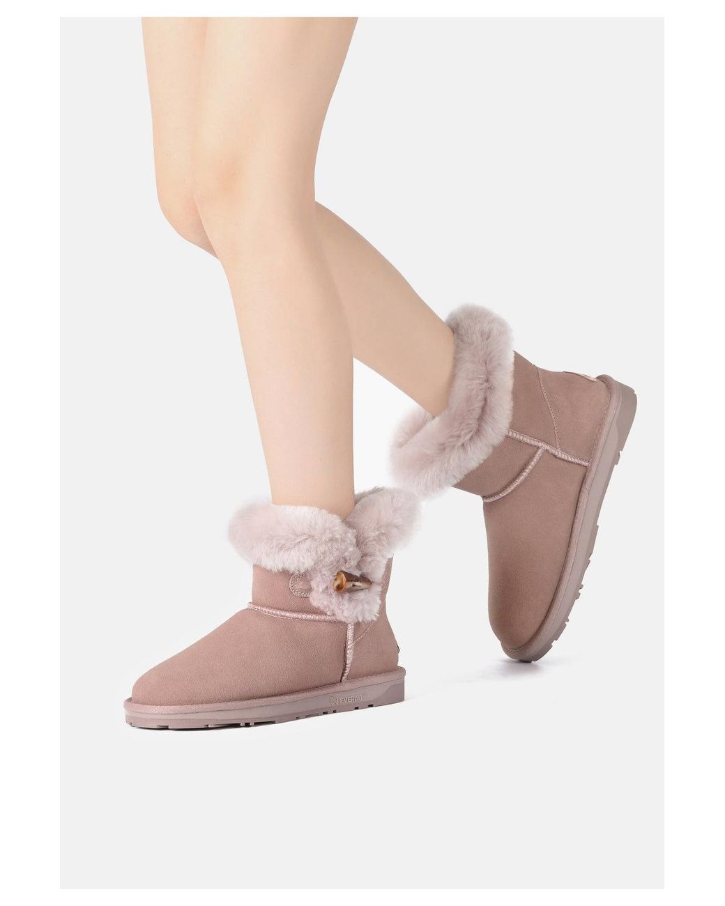 EverAu Australia Pink Robin Horn Toggle Button Mini Boots