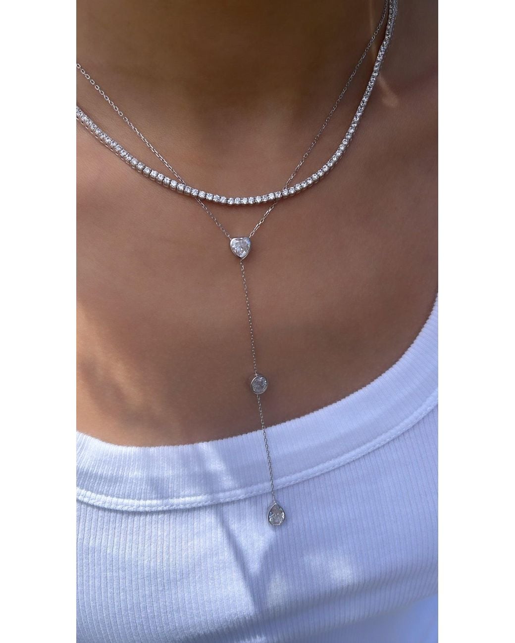 SHYMI Metallic Two Mm Classic Tennis Necklace