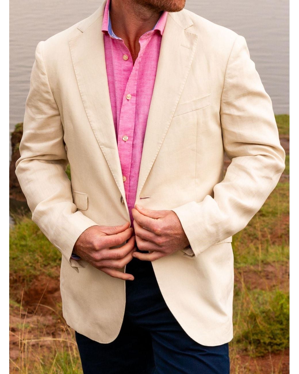 Koy Clothing Natural Neutrals Rift Valley Cream Linen Blazer for men