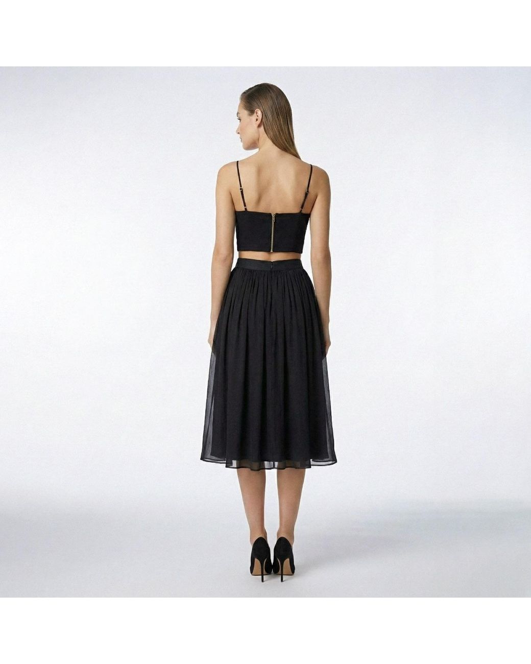 AVENUE No.29 Black Silk Corset Top With Straps
