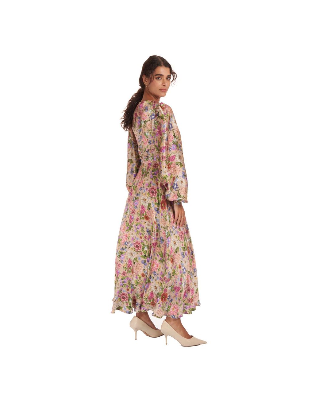 Sofia Tsereteli Pink Garden Treasure Silk Satin Dress