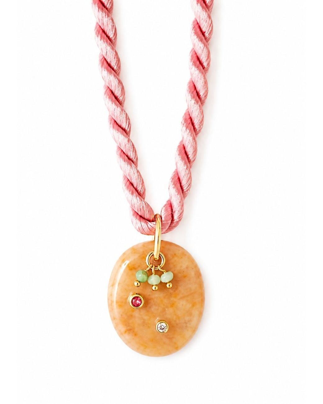 Persia Dona Jewelry Pink Blush Silk Rope X Gemstone Necklace