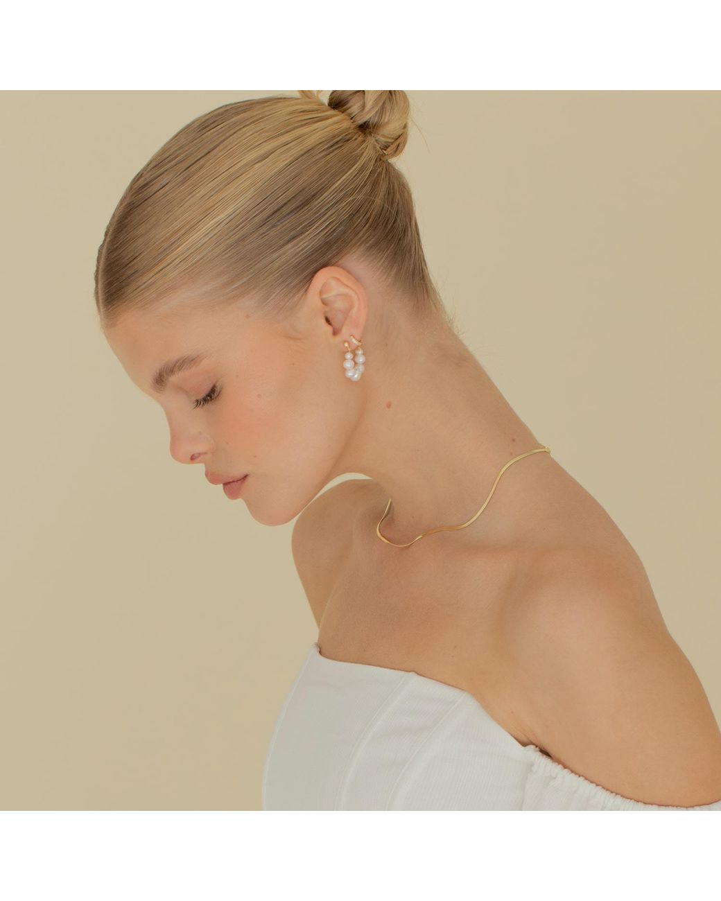 Arctic Fox & Co. Metallic Pearl Link Hoop Earrings