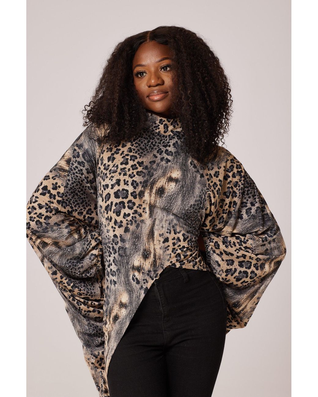 Lioness by Tf Gray Glitter Leopard Long Tunic