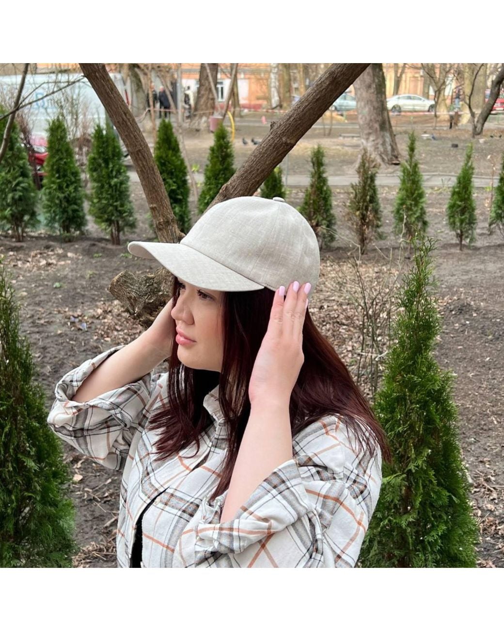Cachemio Neutrals Natural Unbleached Linen Baseball Cap for men