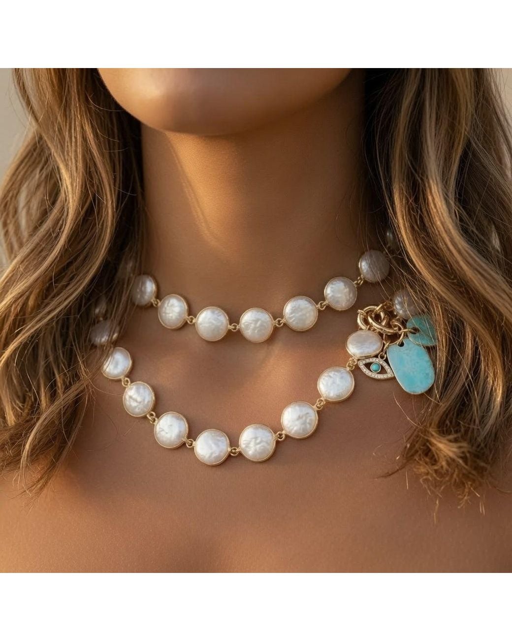 Persia Dona Jewelry Metallic My Santorini Pearl Necklace