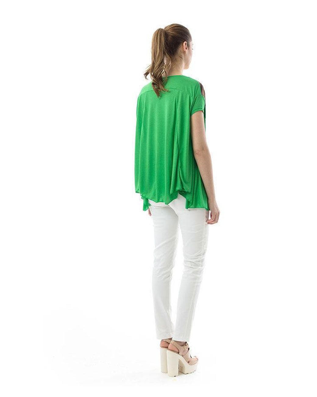 Conquista Green Print Detail A Line Top