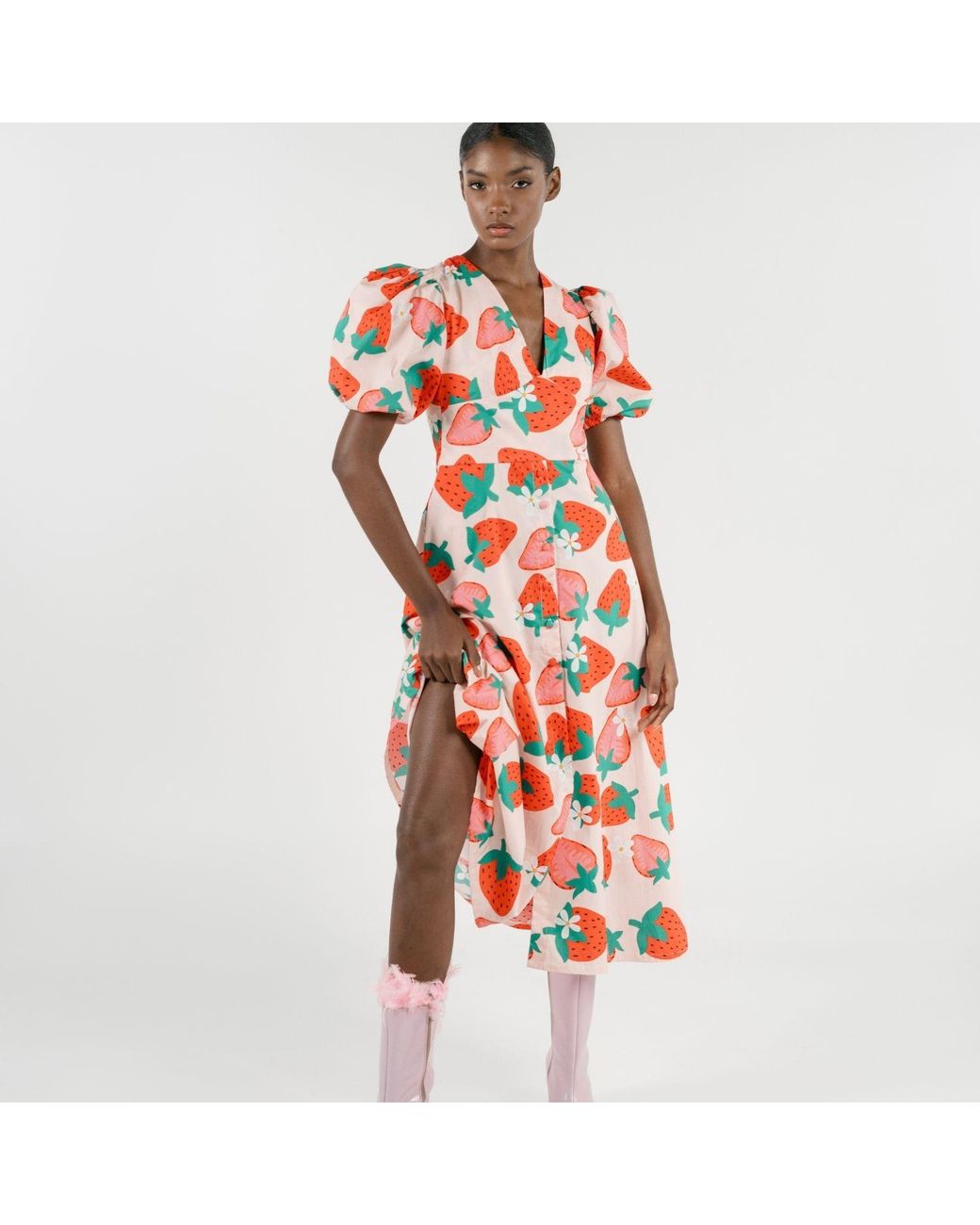 Pineapples Don't Have Sleeves Red Lola Fresa Dress