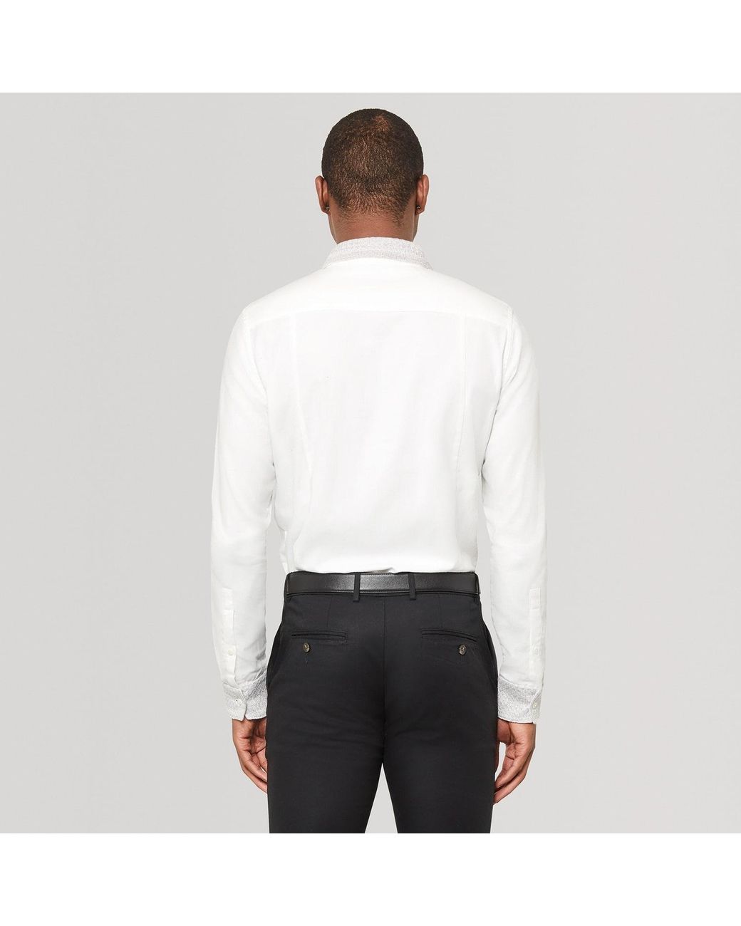 SEREN LONDON White Knit Collar Shirt for men