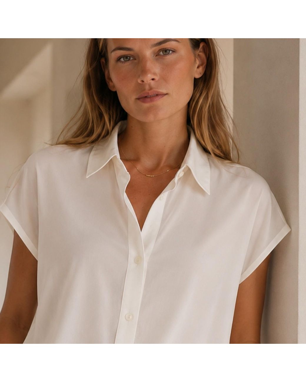 Bel Cashmere White Flavia Silk Blouse