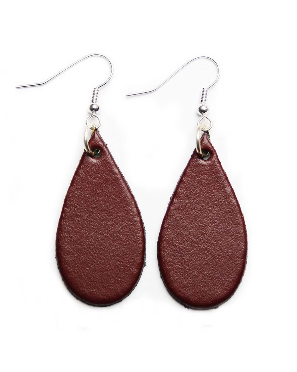 N'damus London Purple Auricle Oxblood Leather Earrings