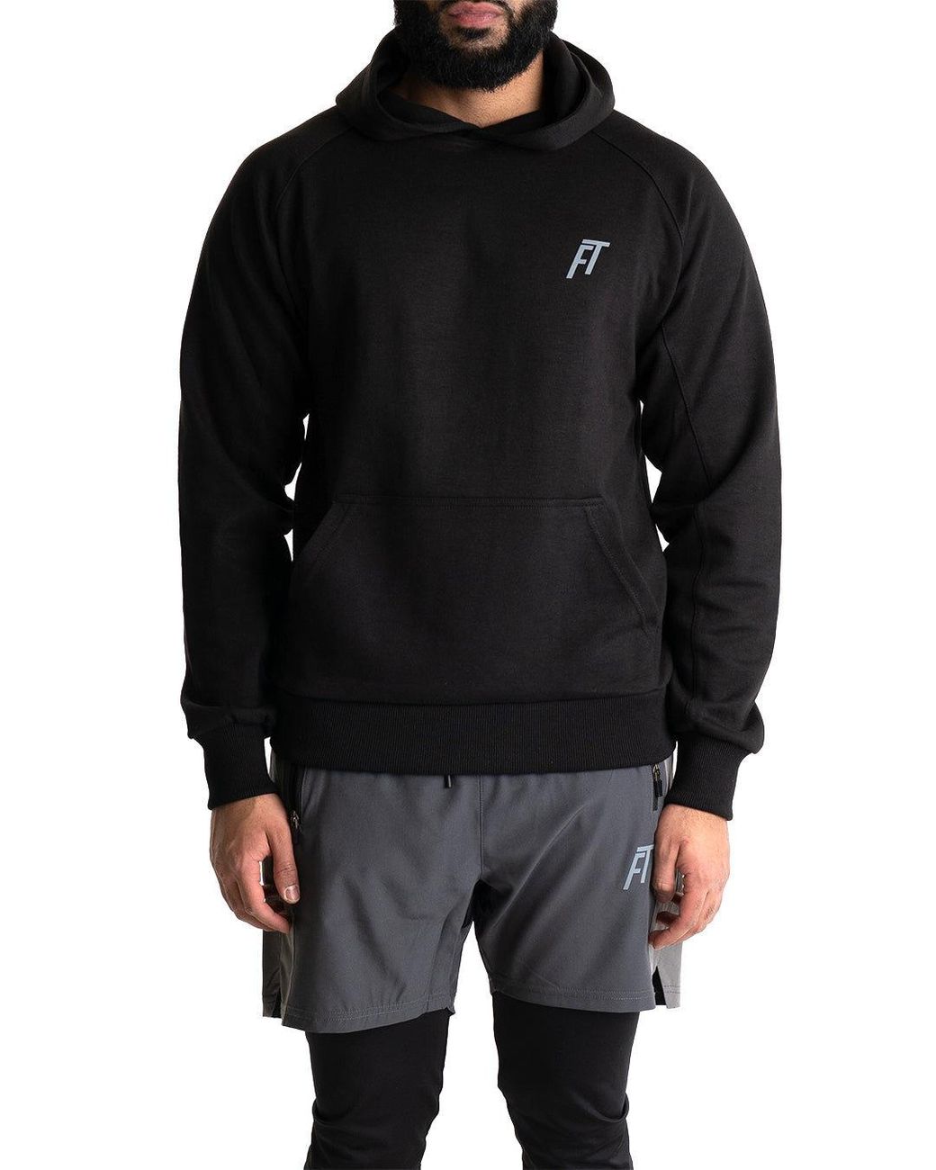 Foster Taylor Black Sports Double Interlock Hoody for men