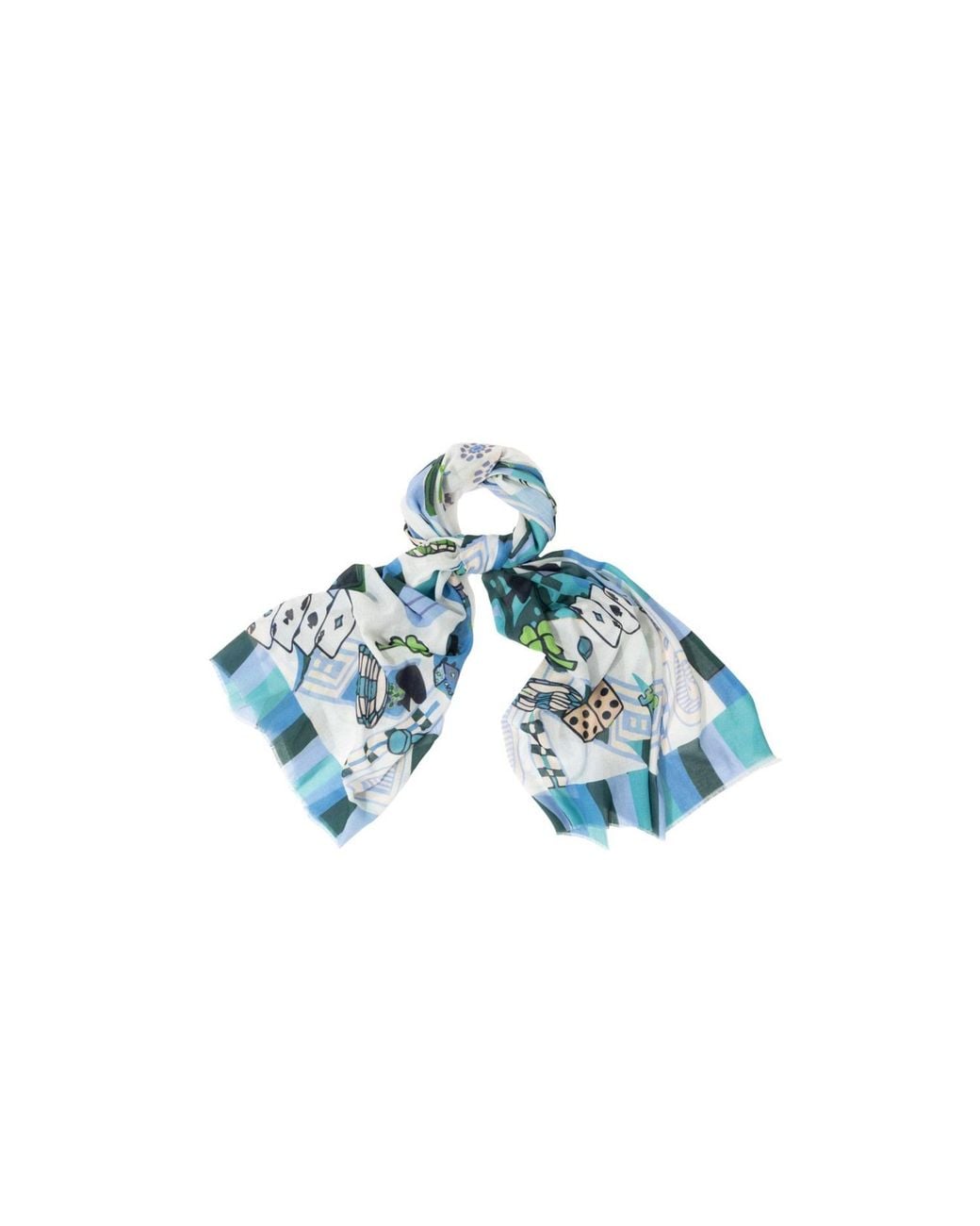 Saachi Blue Casino Printed Scarf