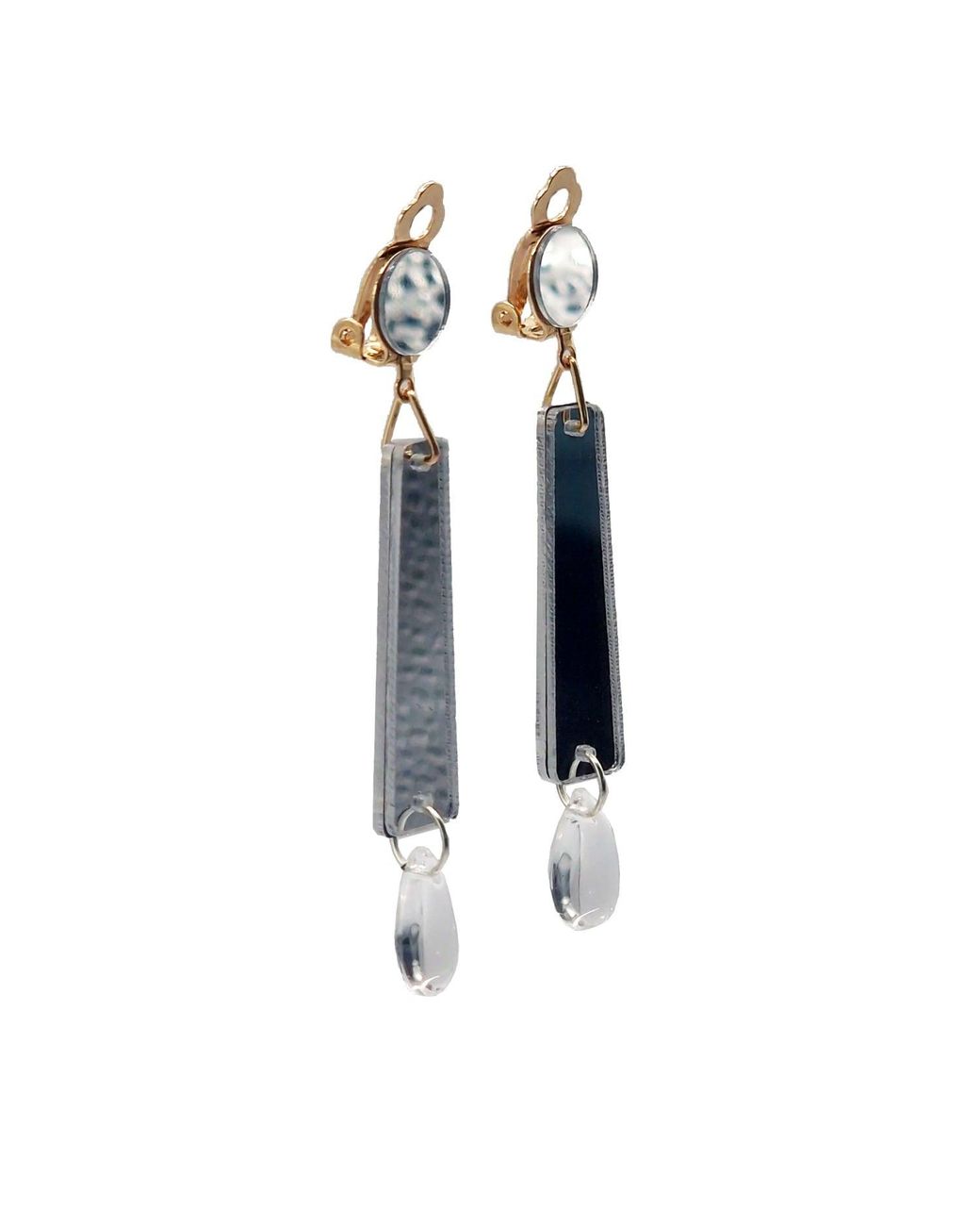 Laura Daili Blue Neutrals Luminous Geometry Clip On Earrings
