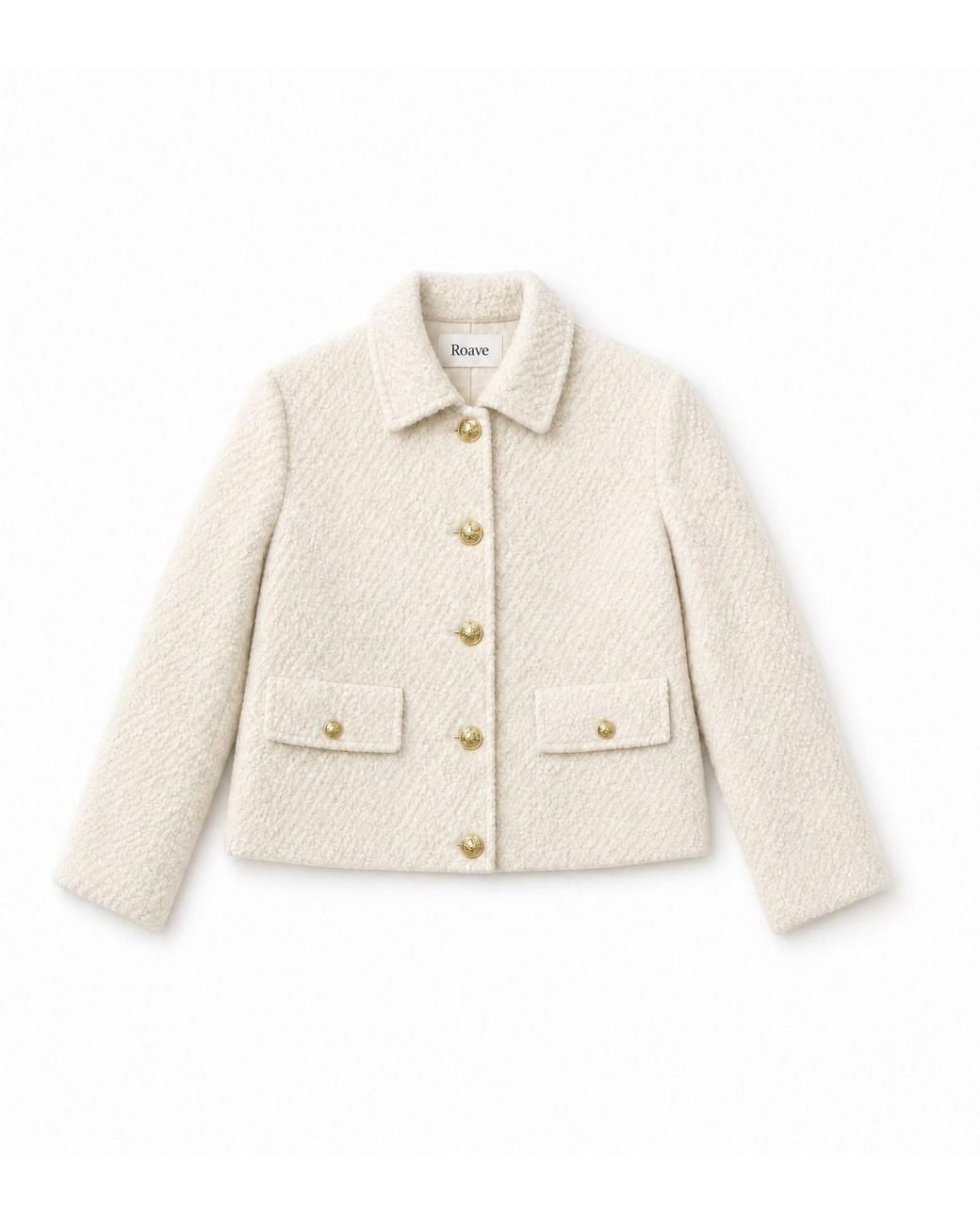 ROAV Natural Neutrals Short Cream Wool Blend Bouclé Jacket