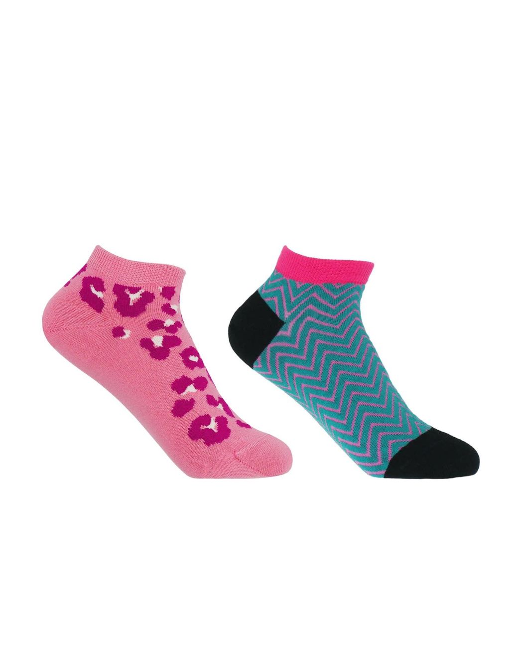Peper Harow - Made in England Pink Leopard & Zigzag Trainer Socks Bundle
