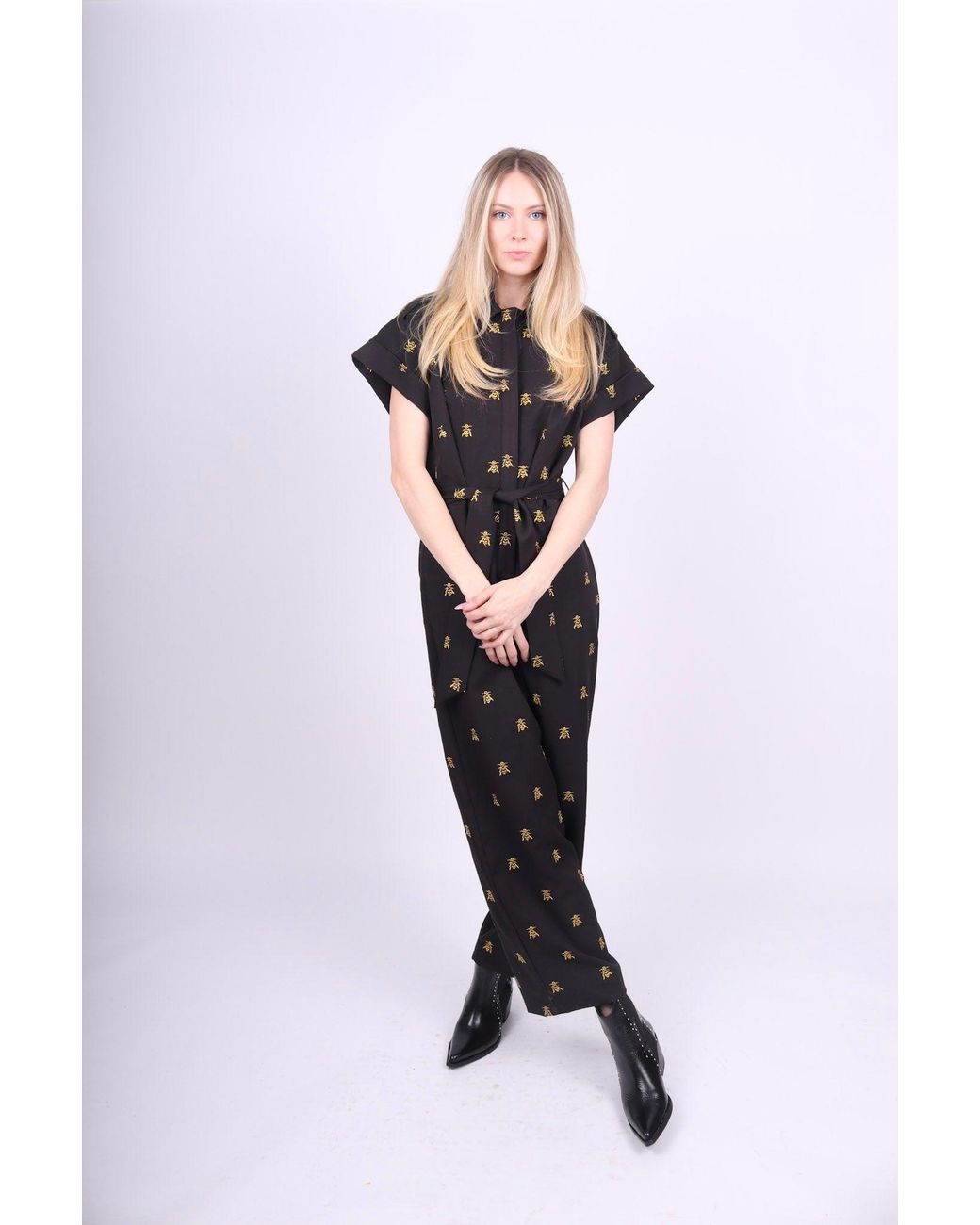 Any Old Iron Black Embroidered Wasp Jumpsuit