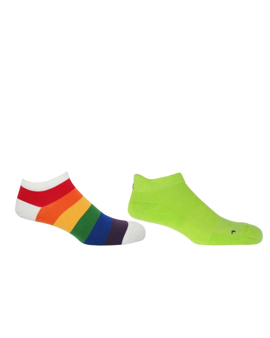 Peper Harow - Made in England Green Block Stripe & Neon Organic Trainer Socks Bundle for men