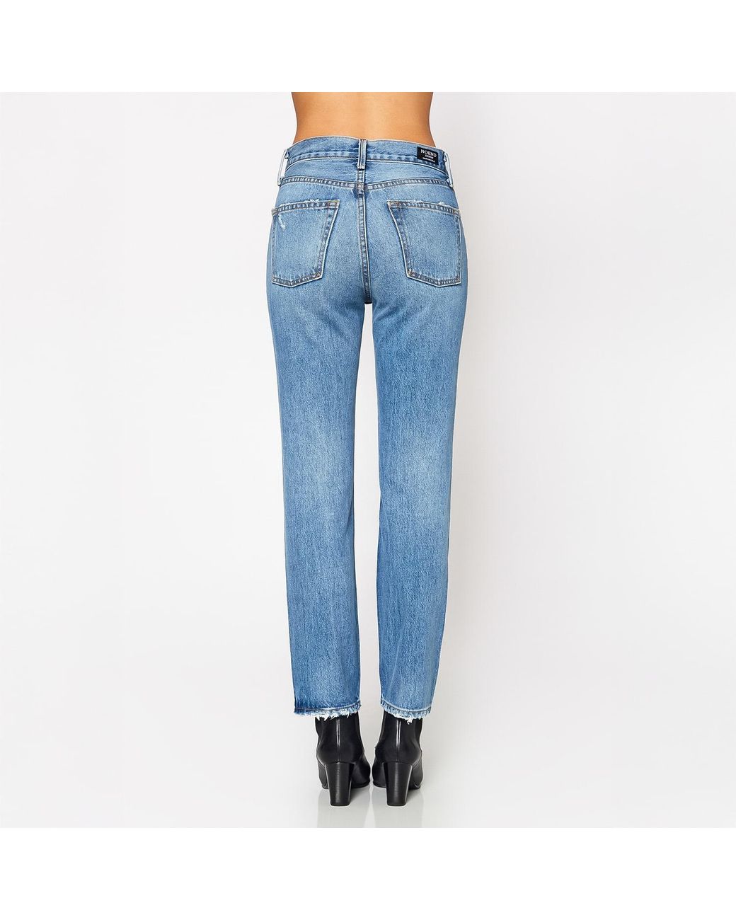 NOEND Blue Astoria High Rise Straight Crop Denim