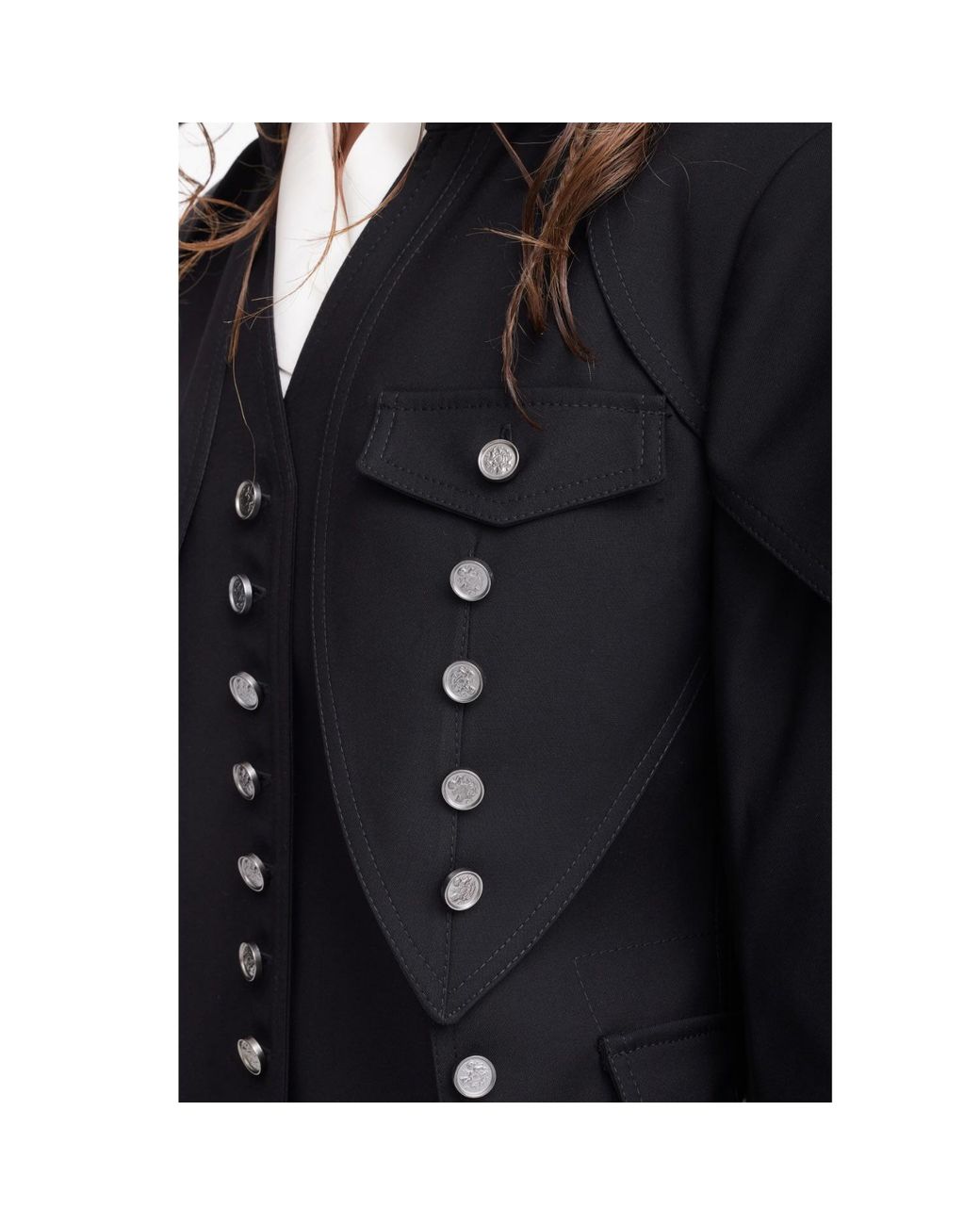 Julia Allert Black Designer Lace-Up Cropped Utility Jacket –