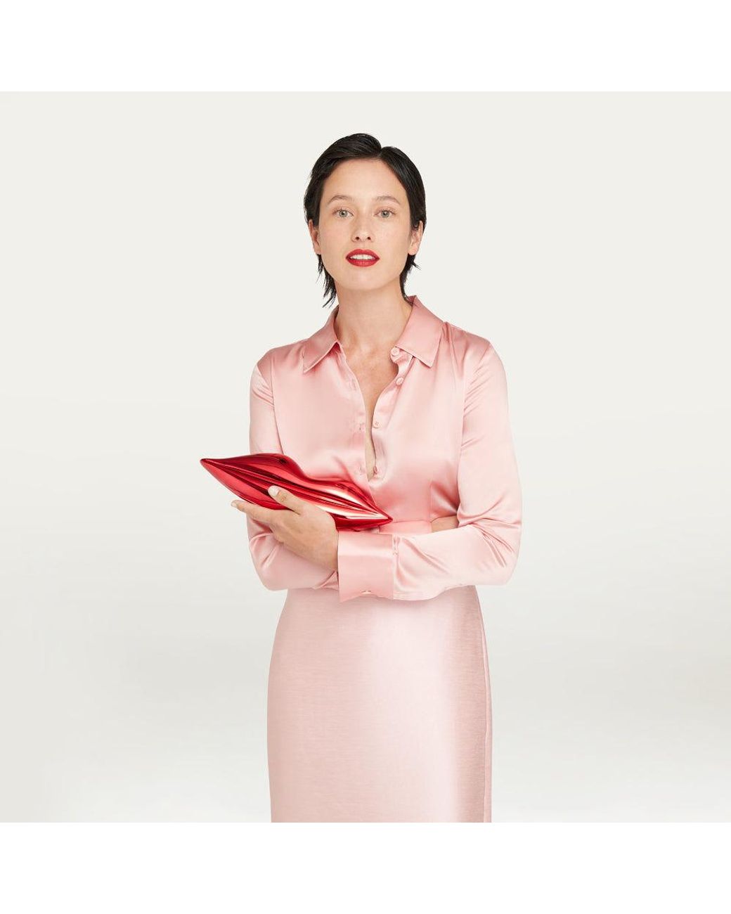 Lulu Guinness Red Surrealist Lips Clutch