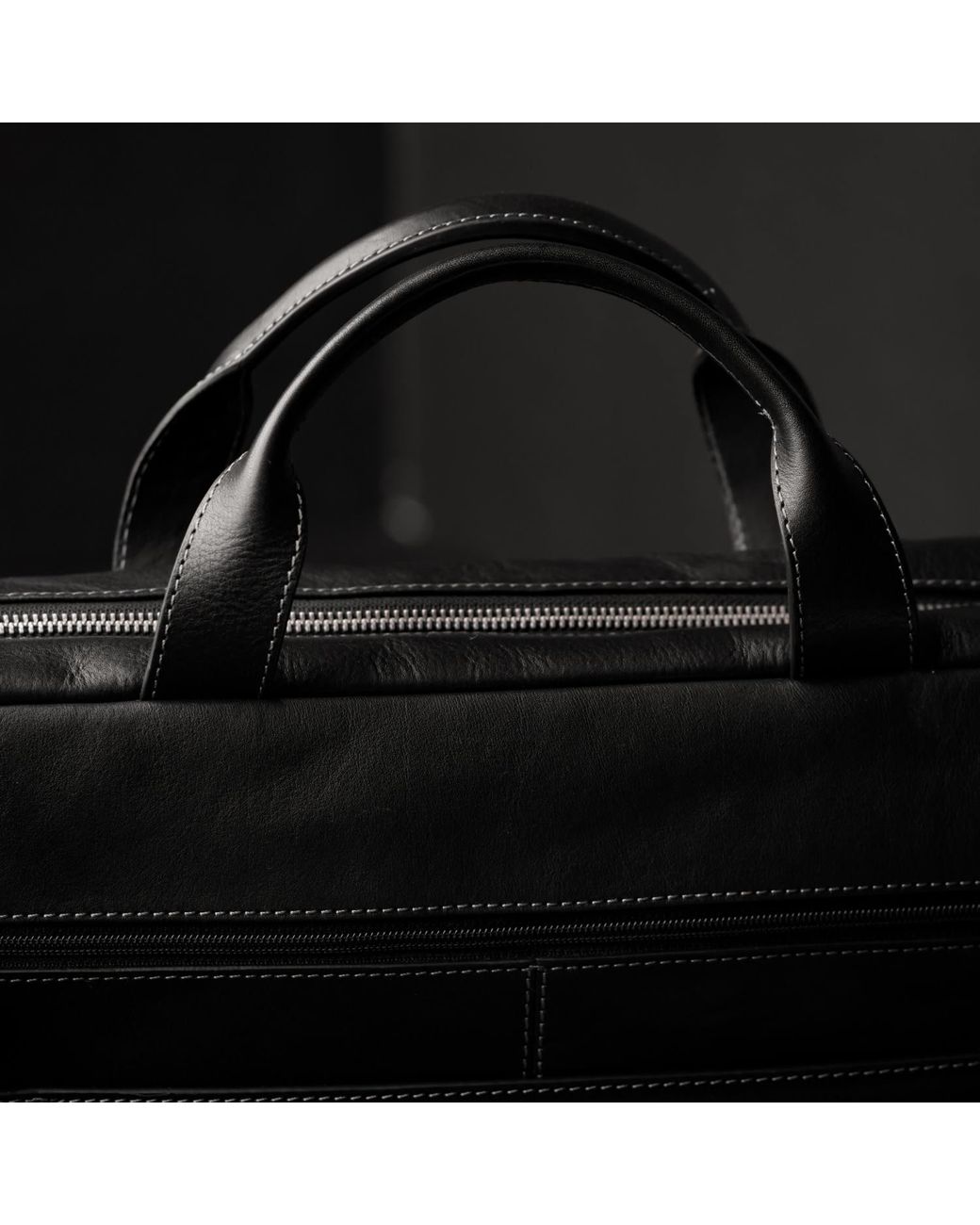 Time Resistance Black Large Leather Briefcase Laptop Bag for men
